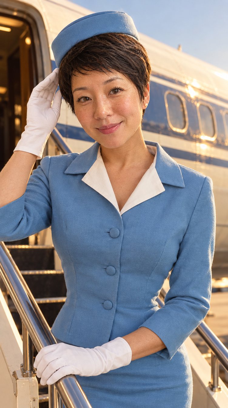 Flight attendant, AI-made demo look